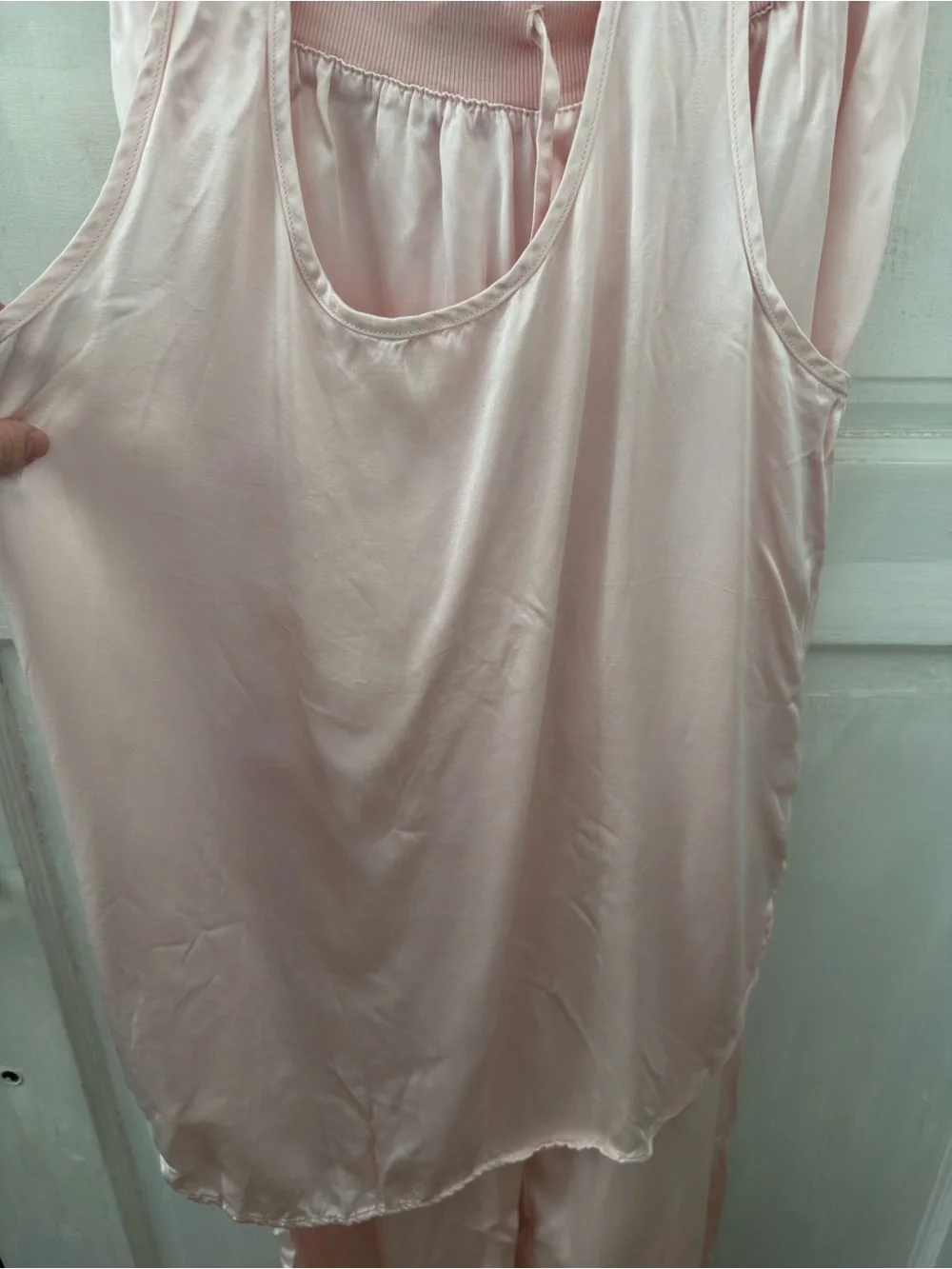 PJ Harlow Jolie Pants Laura Top Pale Pink Satin Pajama Set Tank Top - Picture 5 of 6